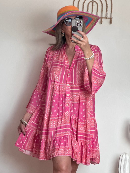 Robe Léa bandana fuchsia