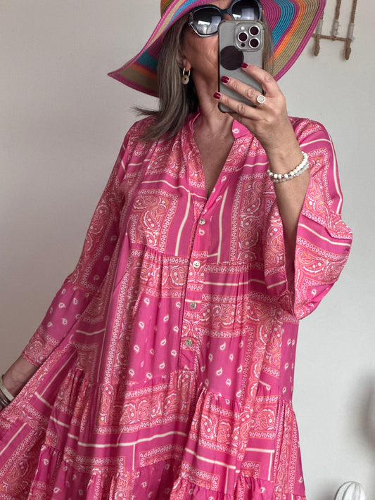 Robe Léa bandana fuchsia