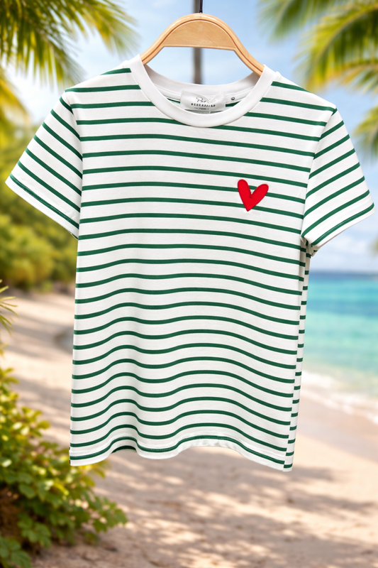 Teeshirt rayures vertes enfants ❤️