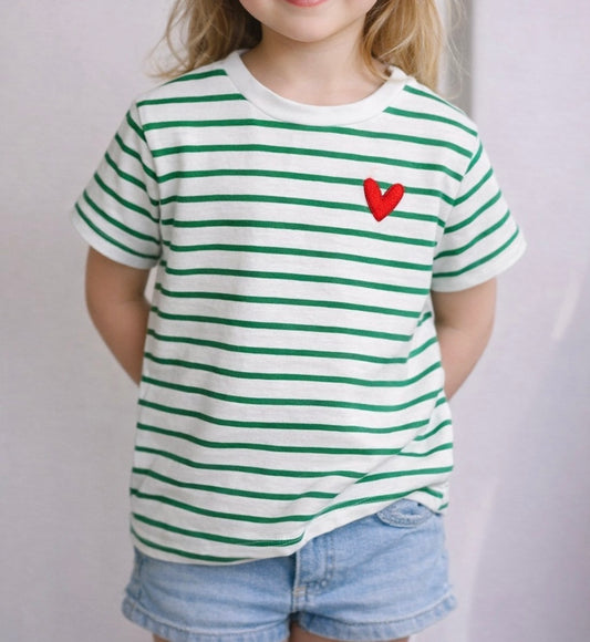Teeshirt rayures vertes enfants ❤️