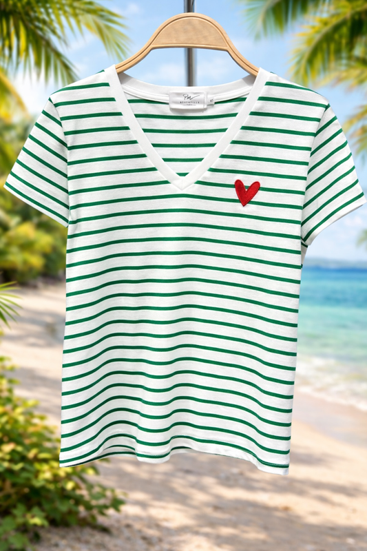 Teeshirt rayures vertes femme ❤️