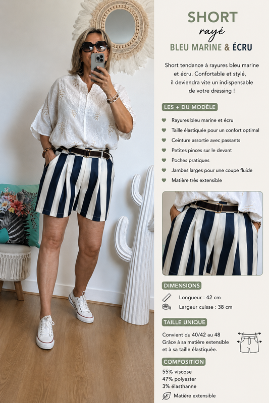 Short rayé marine TU 42/48