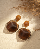 Boucles d’oreilles résine brillante femme chic ambre acier inoxydable