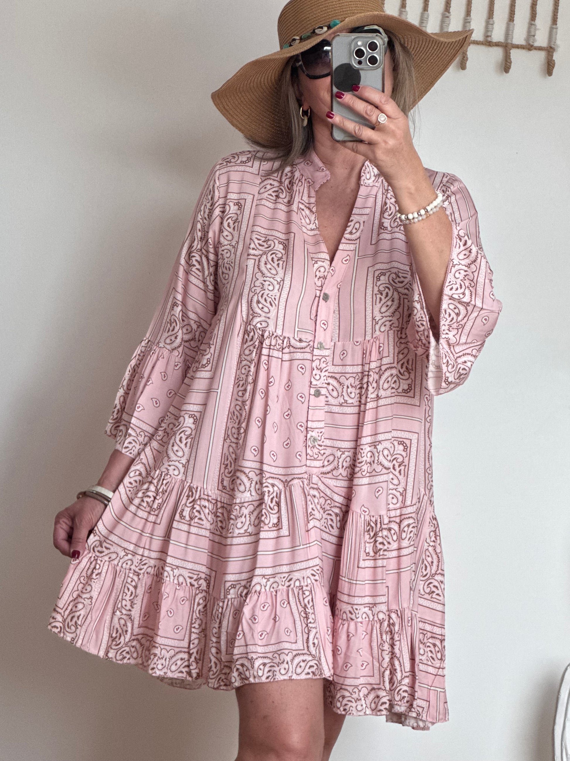 Robe Léa bandana rose