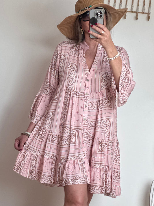 Robe Léa bandana rose
