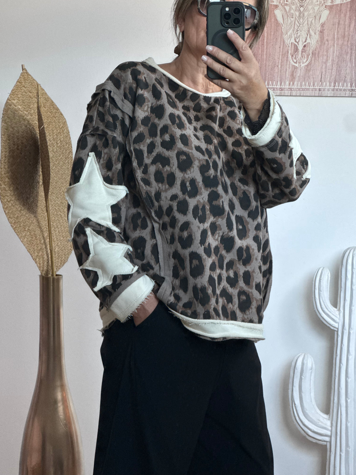 Sweat-shirt Léo Wild Star taupe
