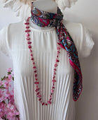 Collier perles roses/ fuchsia