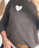 Pull cœur marron