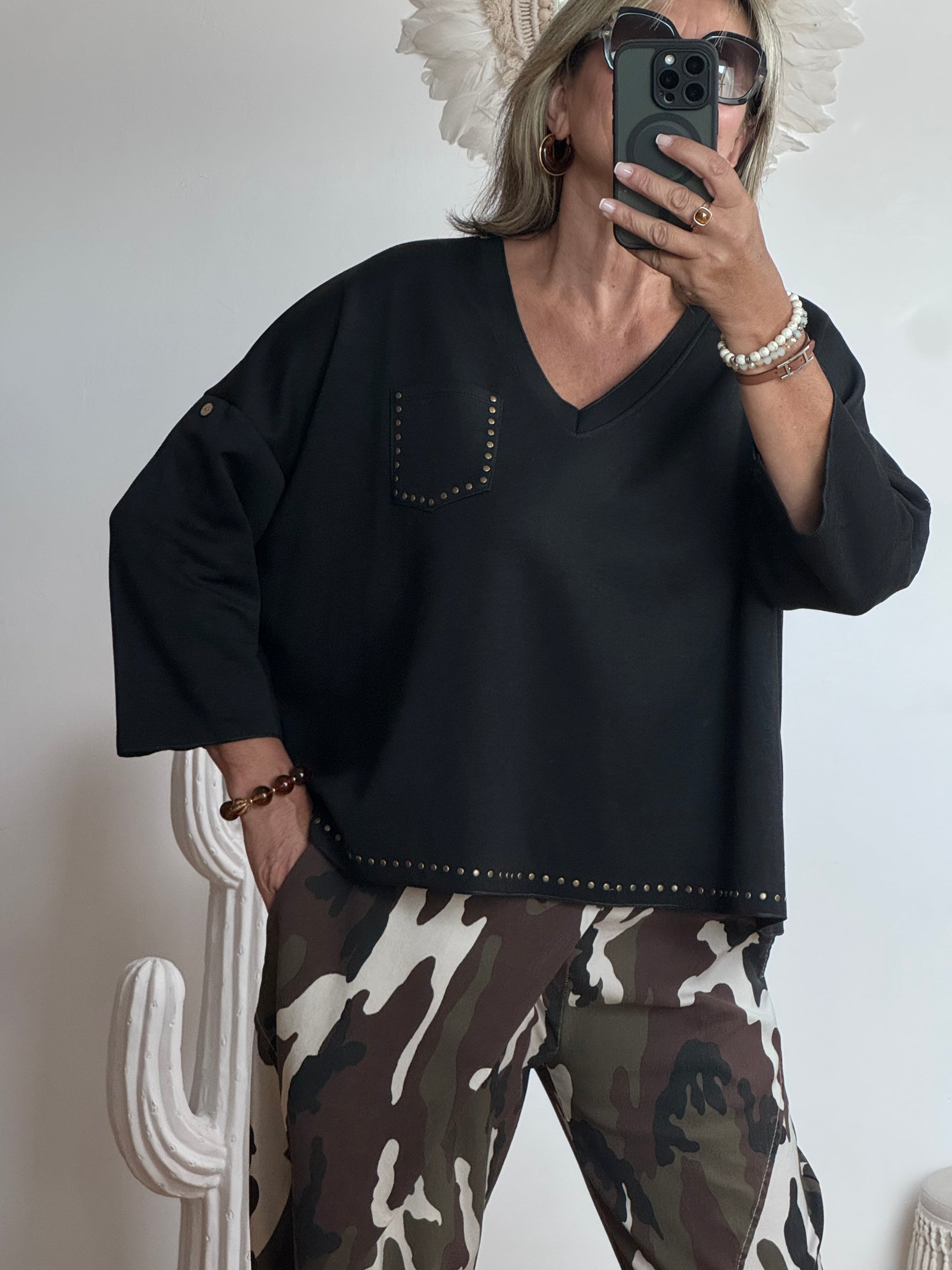 Pull noir rivets