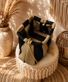 Sac rayé noir et beige