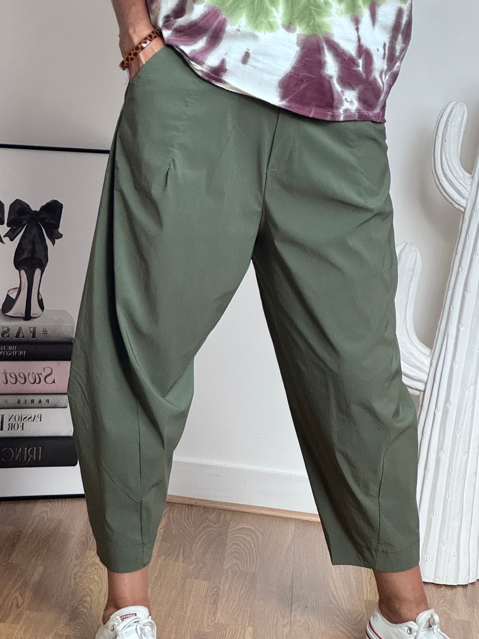 Pantalon style japonais kaki