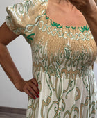 Robe smoke vert et blanc