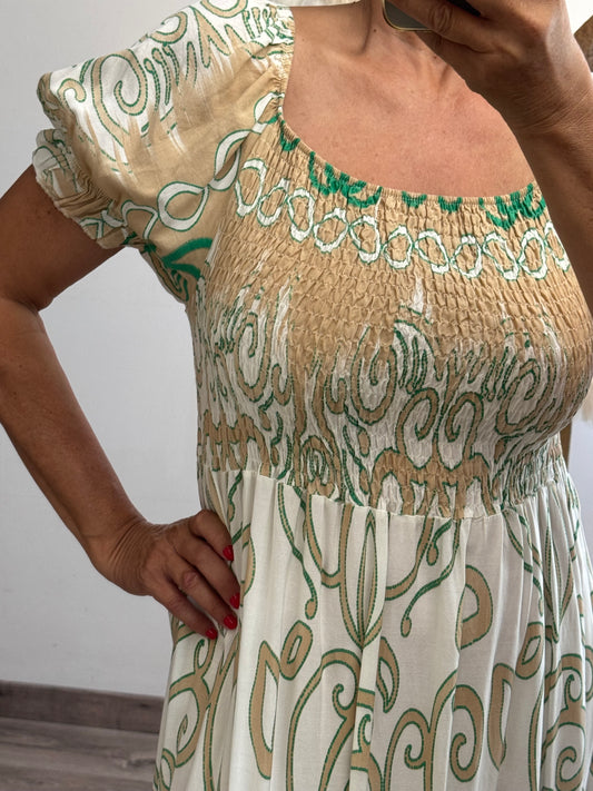 Robe smoke vert et blanc