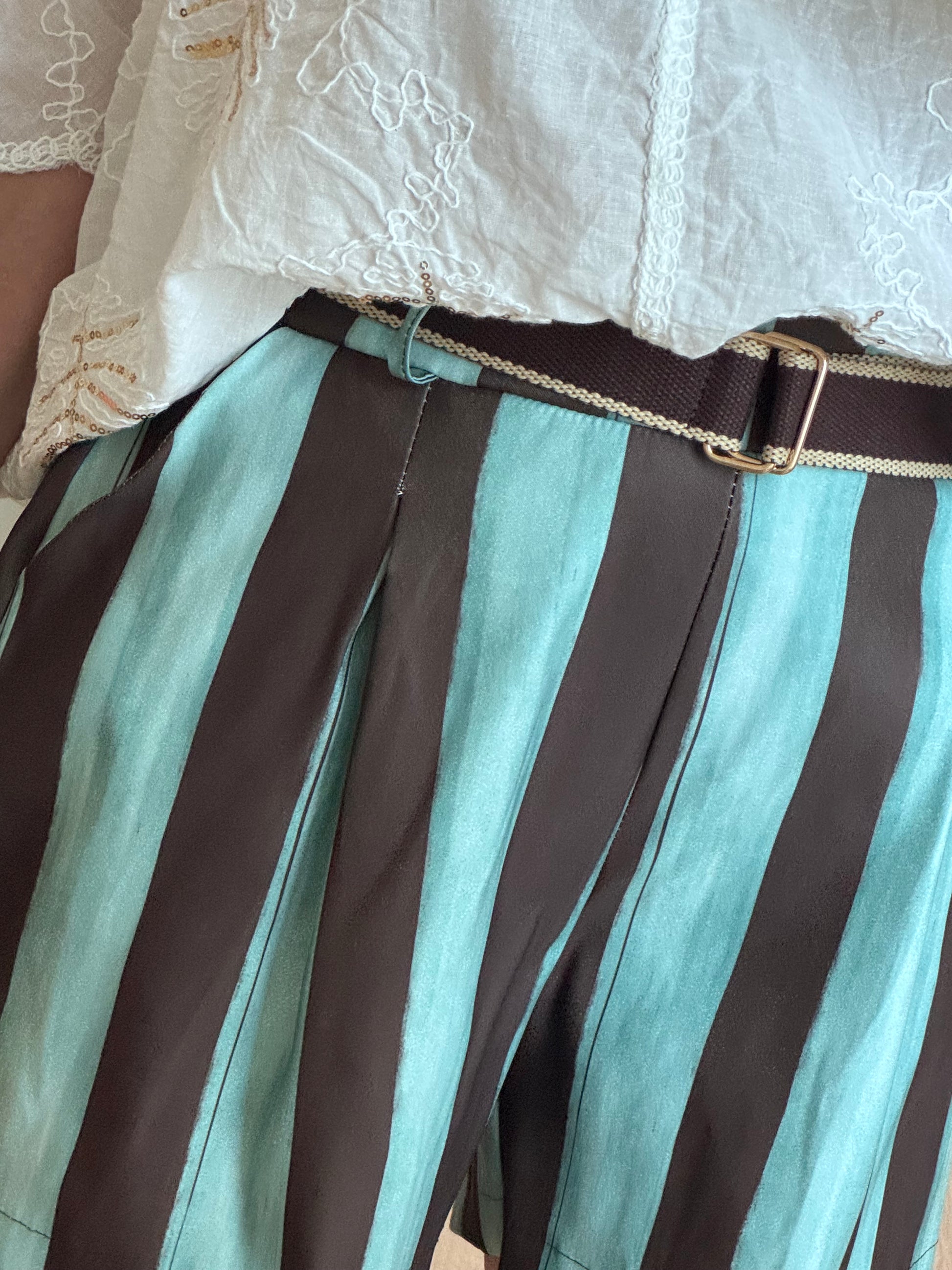 Short rayé marron/vert TU 42/48