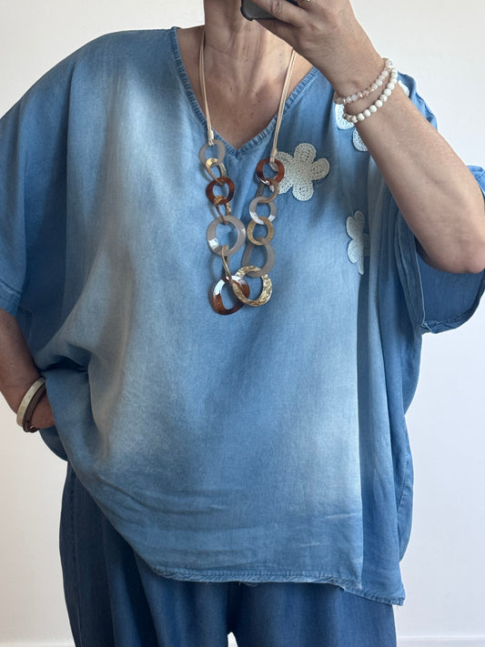 Blouse bohème fleurs brisées TU 46/52