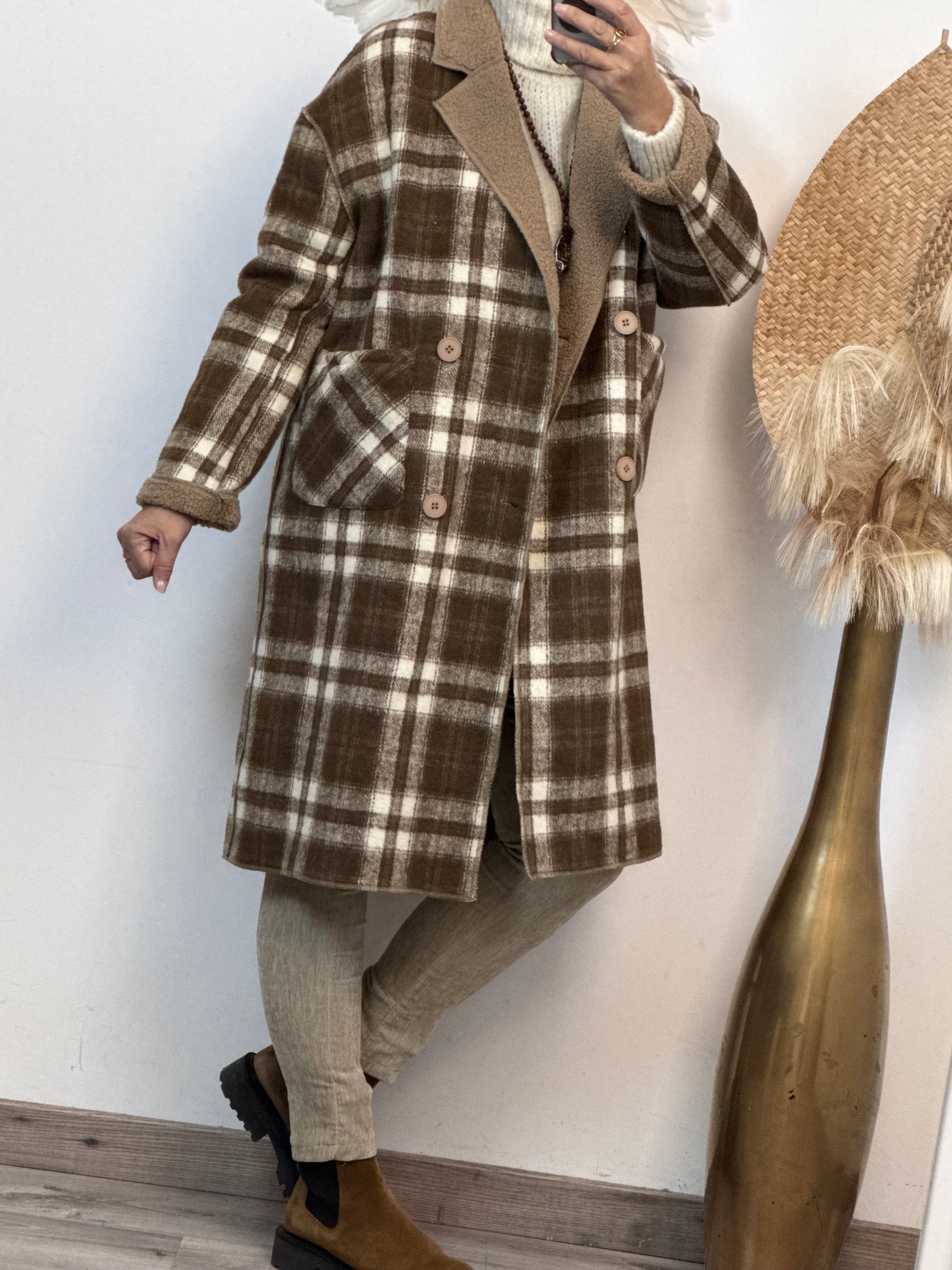 Manteau réversible beige