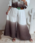 Pantalon palazzo Lin blanc et marron