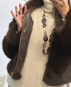 Blouson fausse fourrure marron