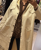 Veste longue suédine beige