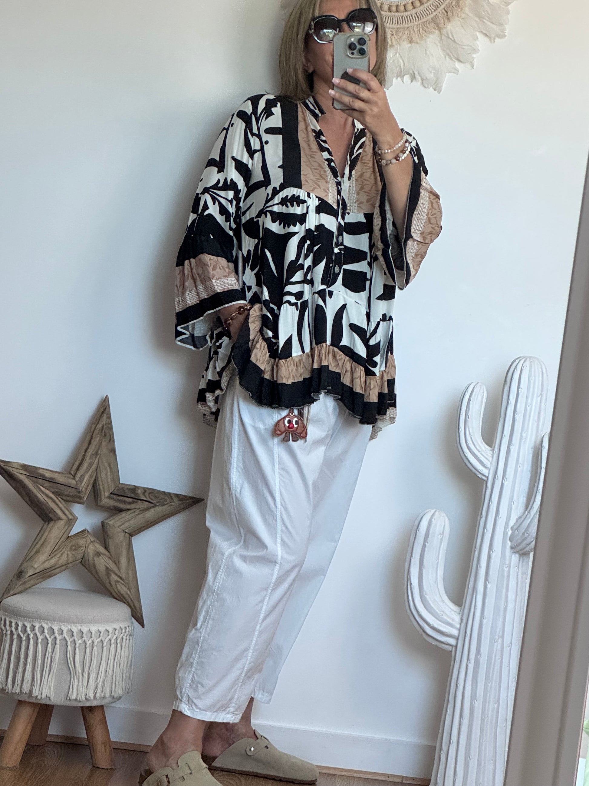 Blouse camélia noir