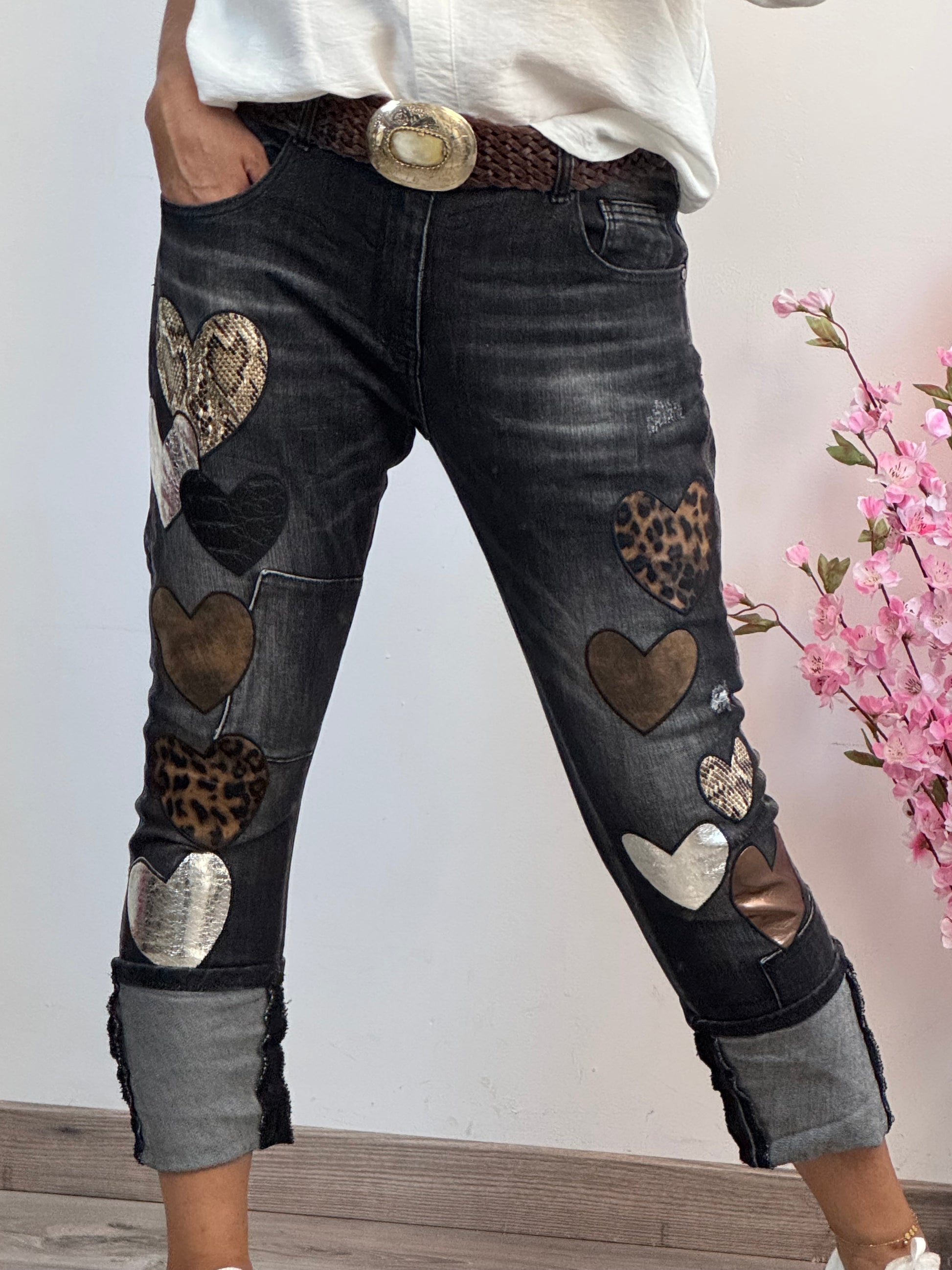 Jeans noir cœur 🤎 taillé