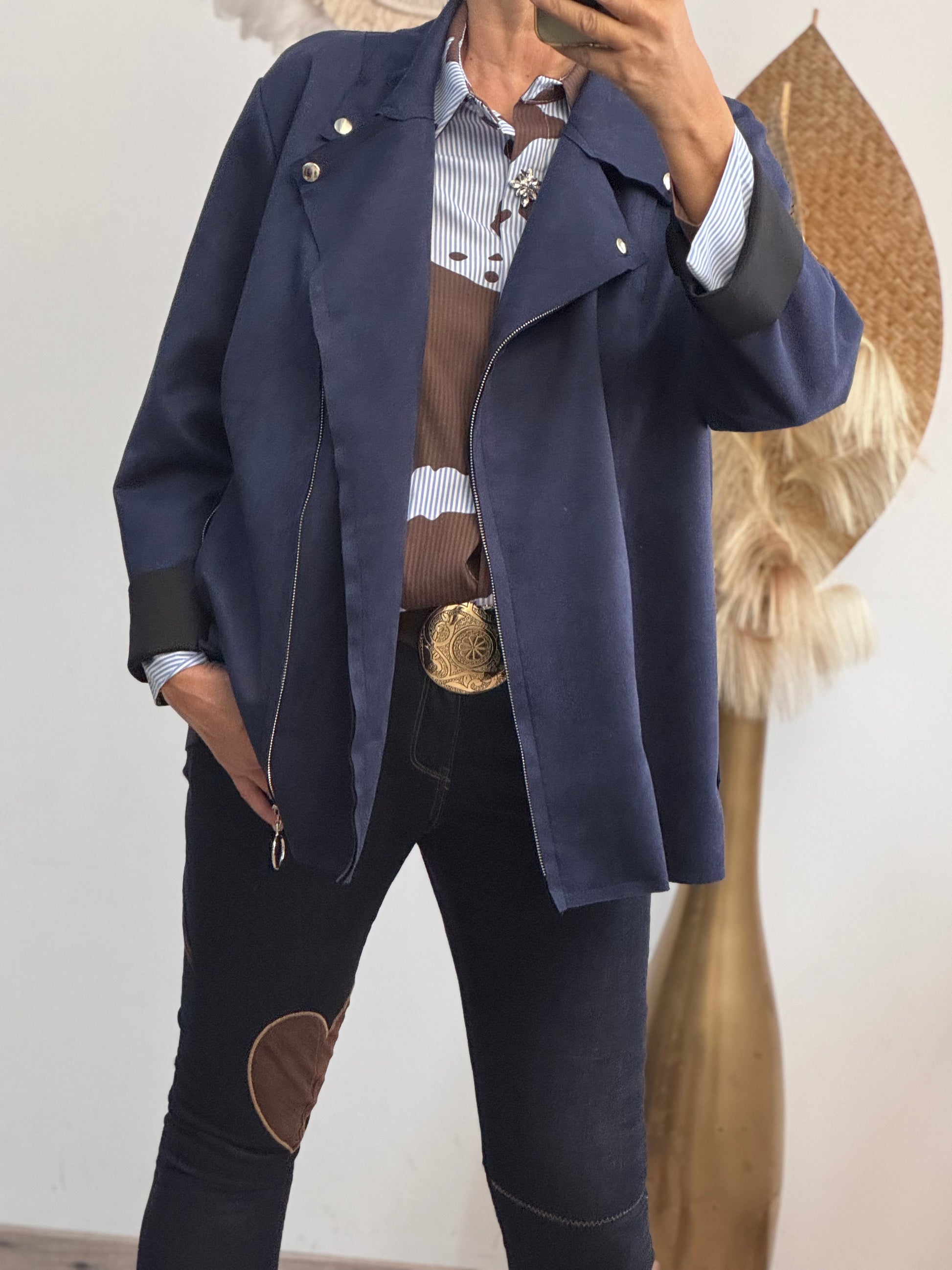 Blouson perfecto suédine marine TU 46/52