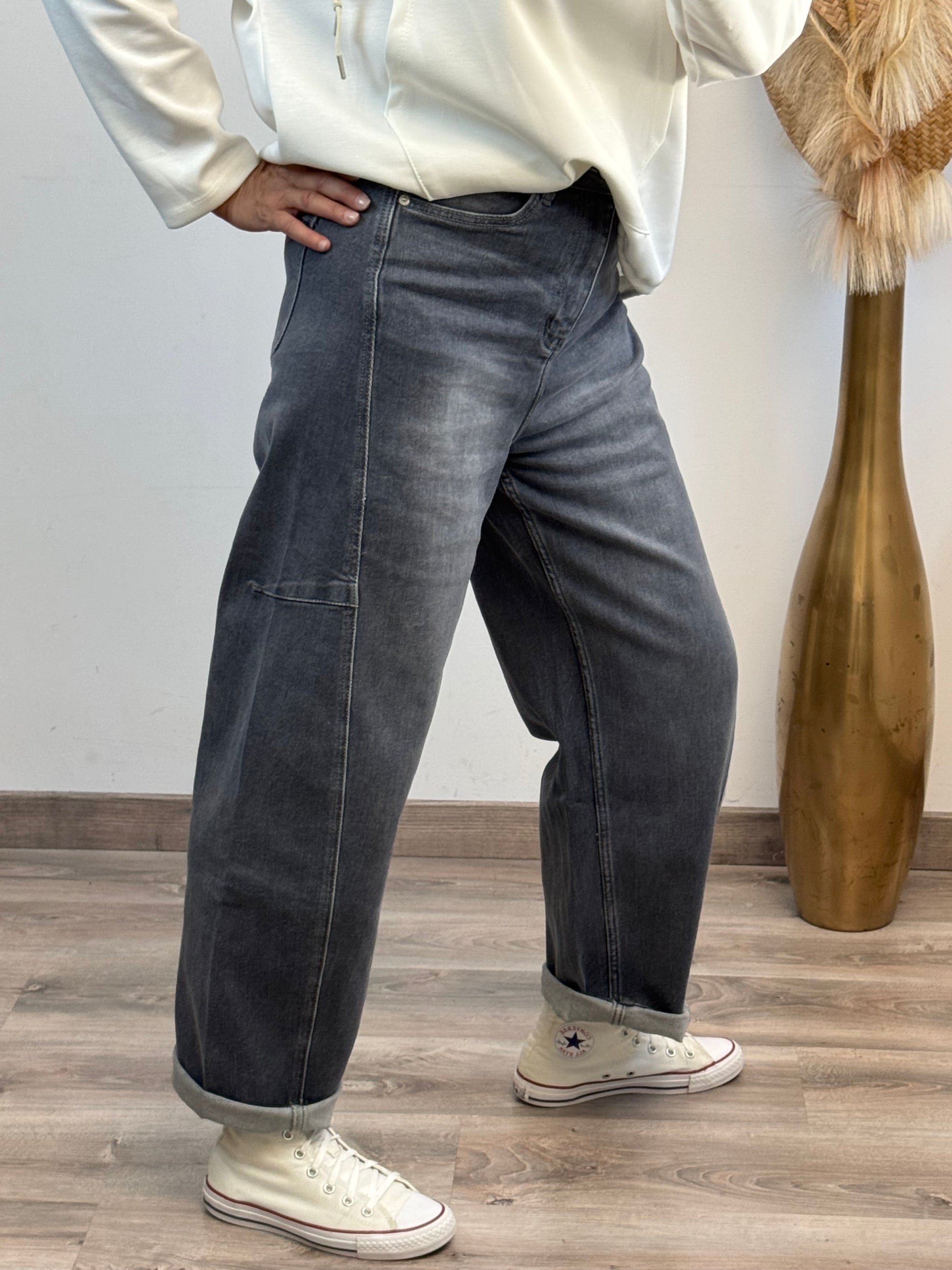 Jean balloon gris