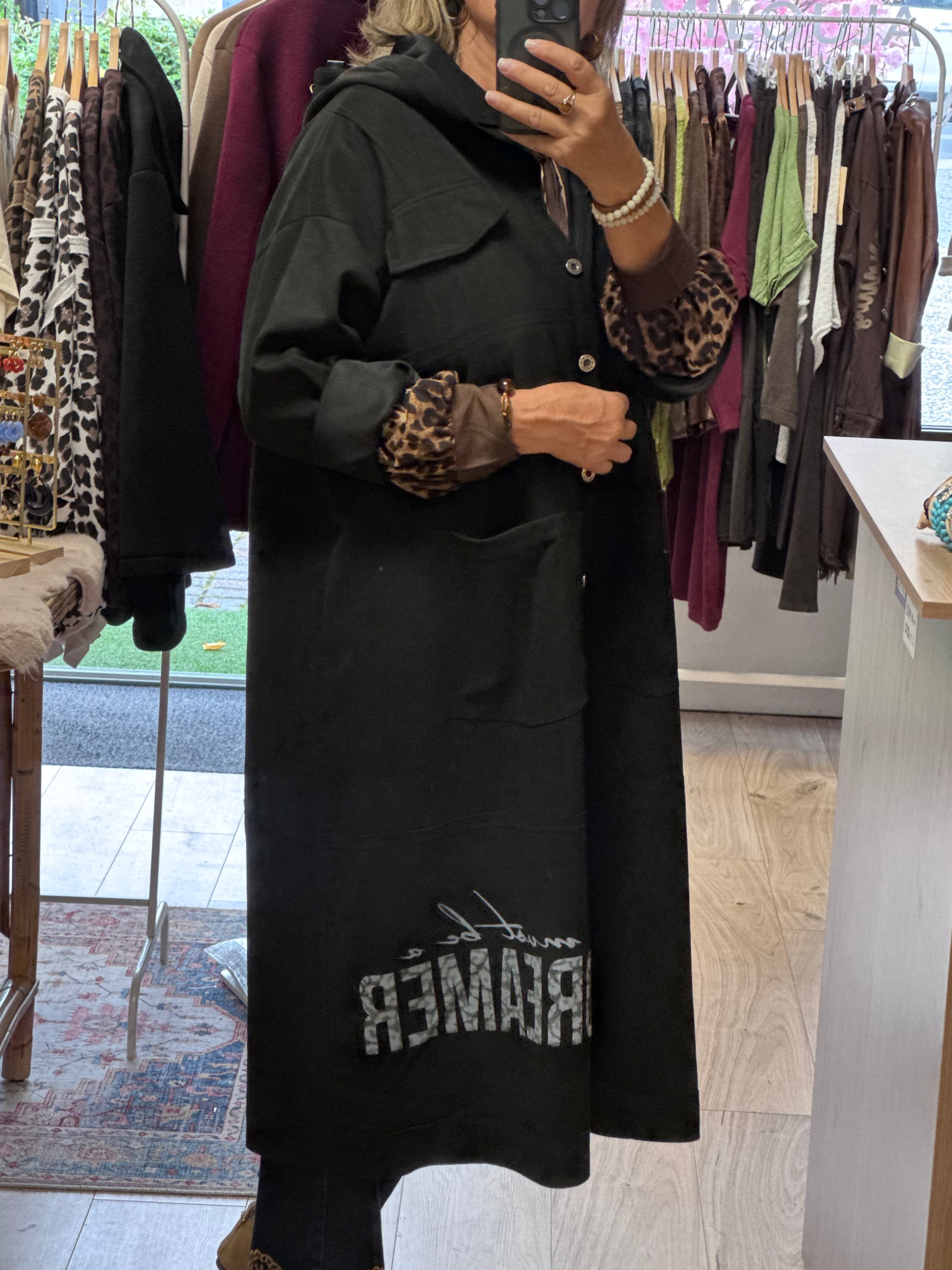 Veste longue suédine noire
