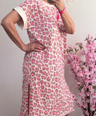 Robe teeshirt Léo rose et taupe