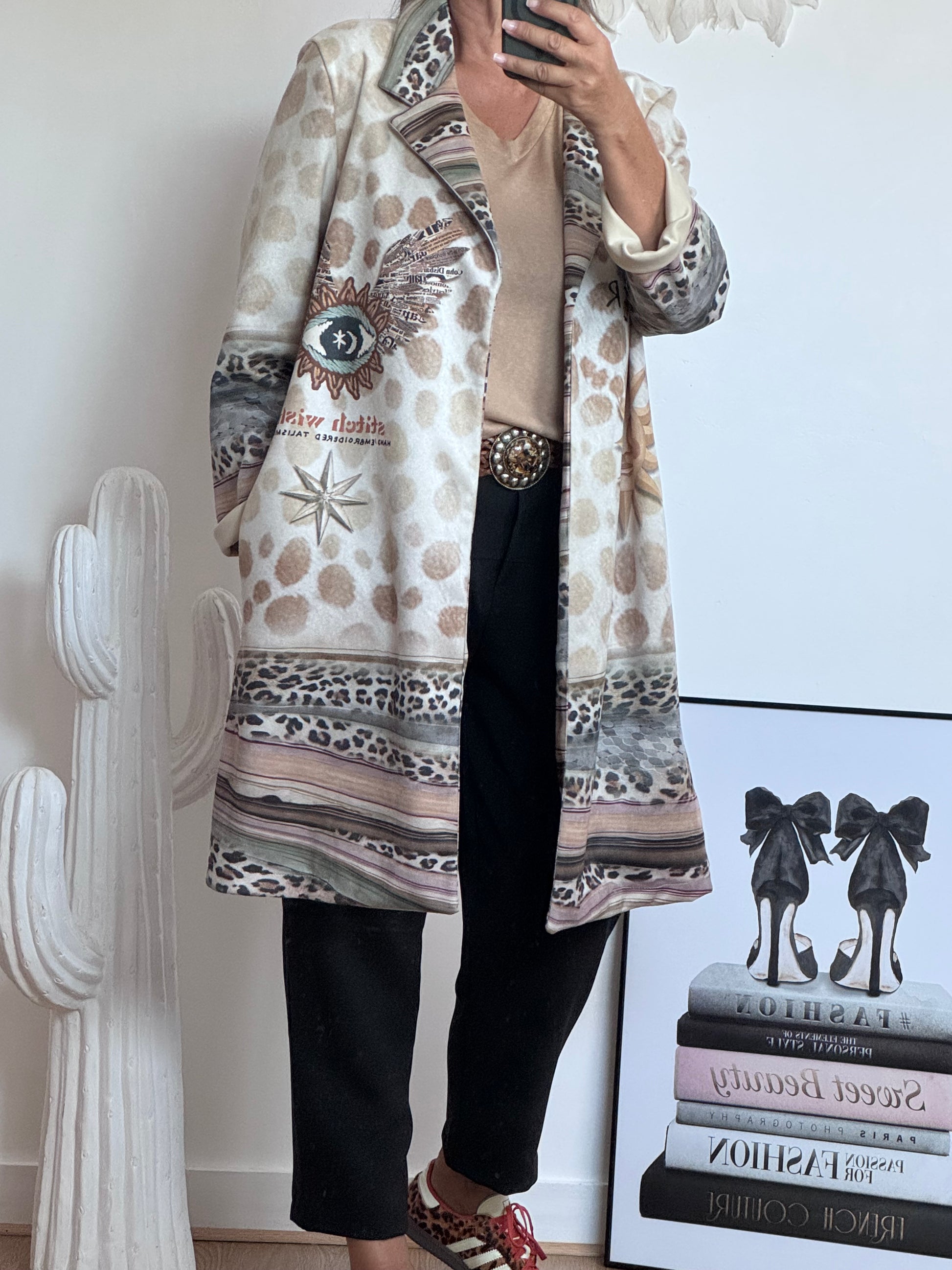 Veste longue bohème suédine