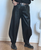 Pantalon barrel similicuir noir TU 38/46