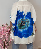 Chemise évasée fleurs bleues TU 38/46