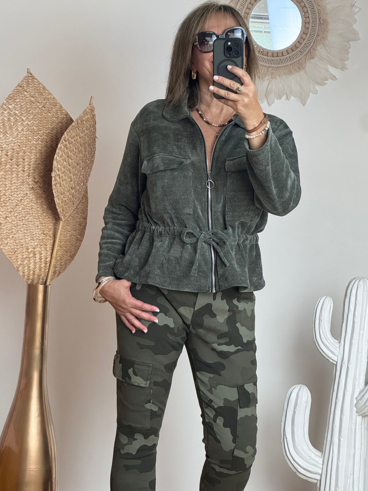Veste velours milleraies kaki