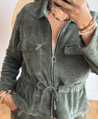 Veste velours milleraies kaki