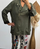 Blouson perfecto suédine kaki TU 46/52