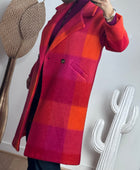 Manteau carreaux fuchsia