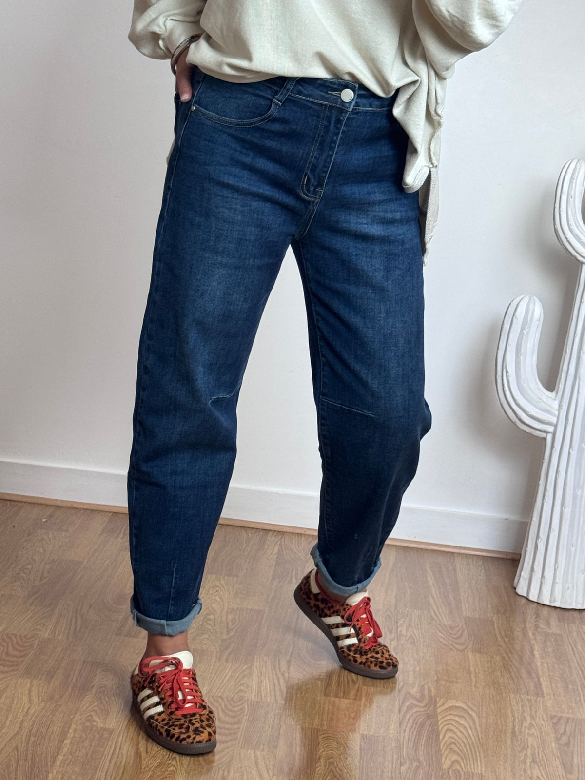Jean barrel bleu denim