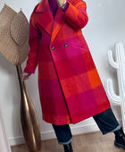 Manteau carreaux fuchsia