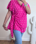 Blouse pois rose TU 44/50