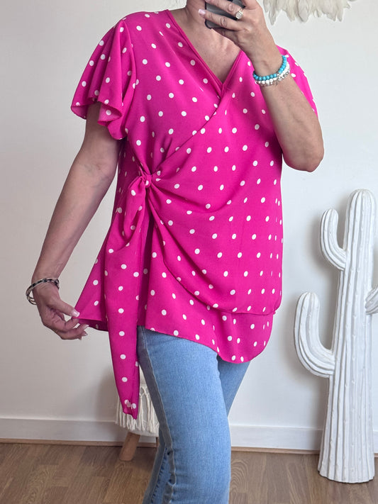Blouse pois rose TU 44/50