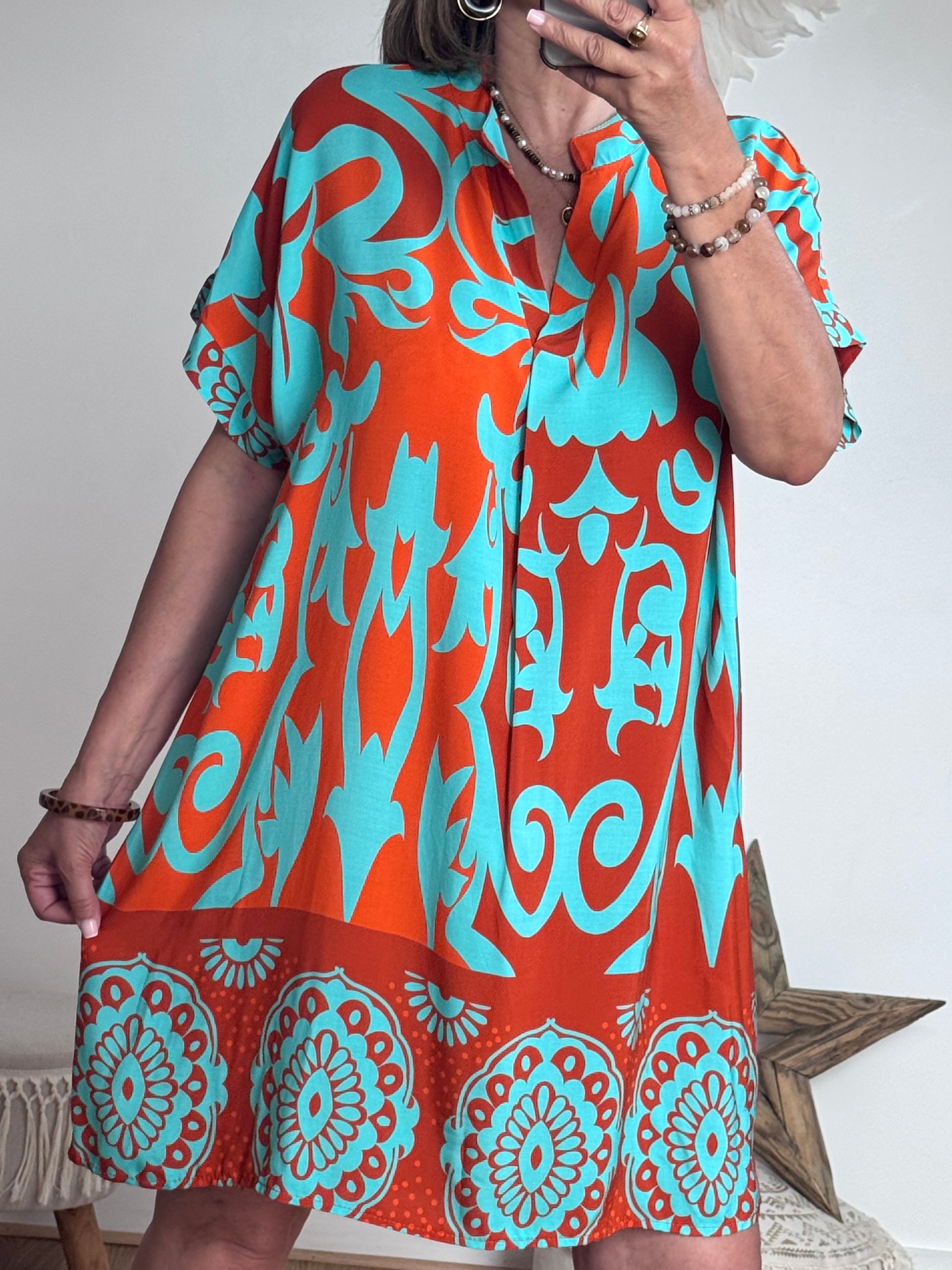 Robe Elisa orange/turquoise