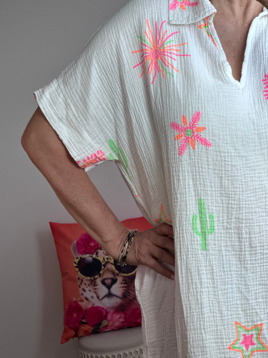 Robe gaze de coton blanche