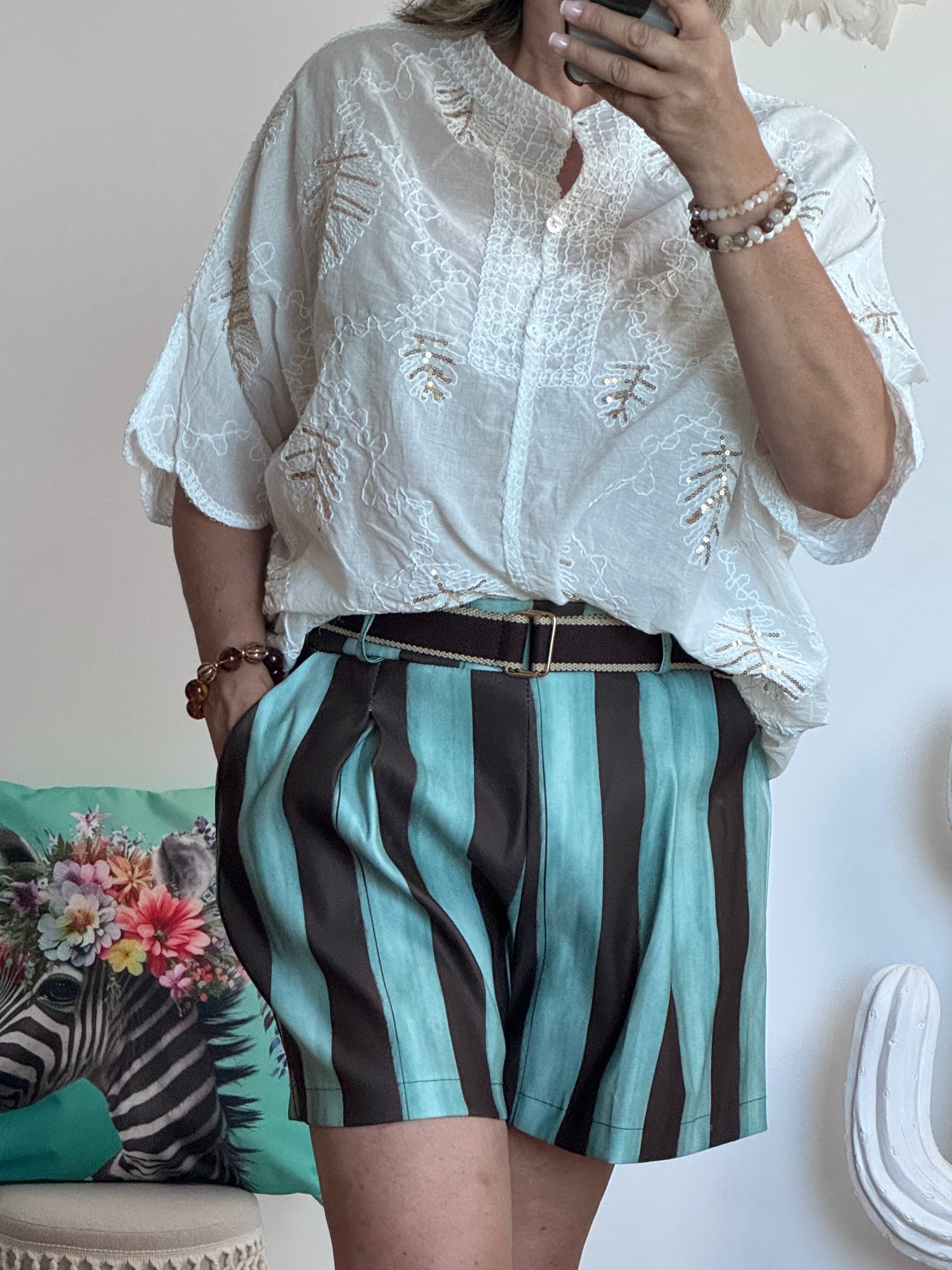 Short rayé marron/vert TU 42/48