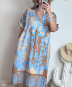Robe fluide arabesque bleu ciel TU 40/48