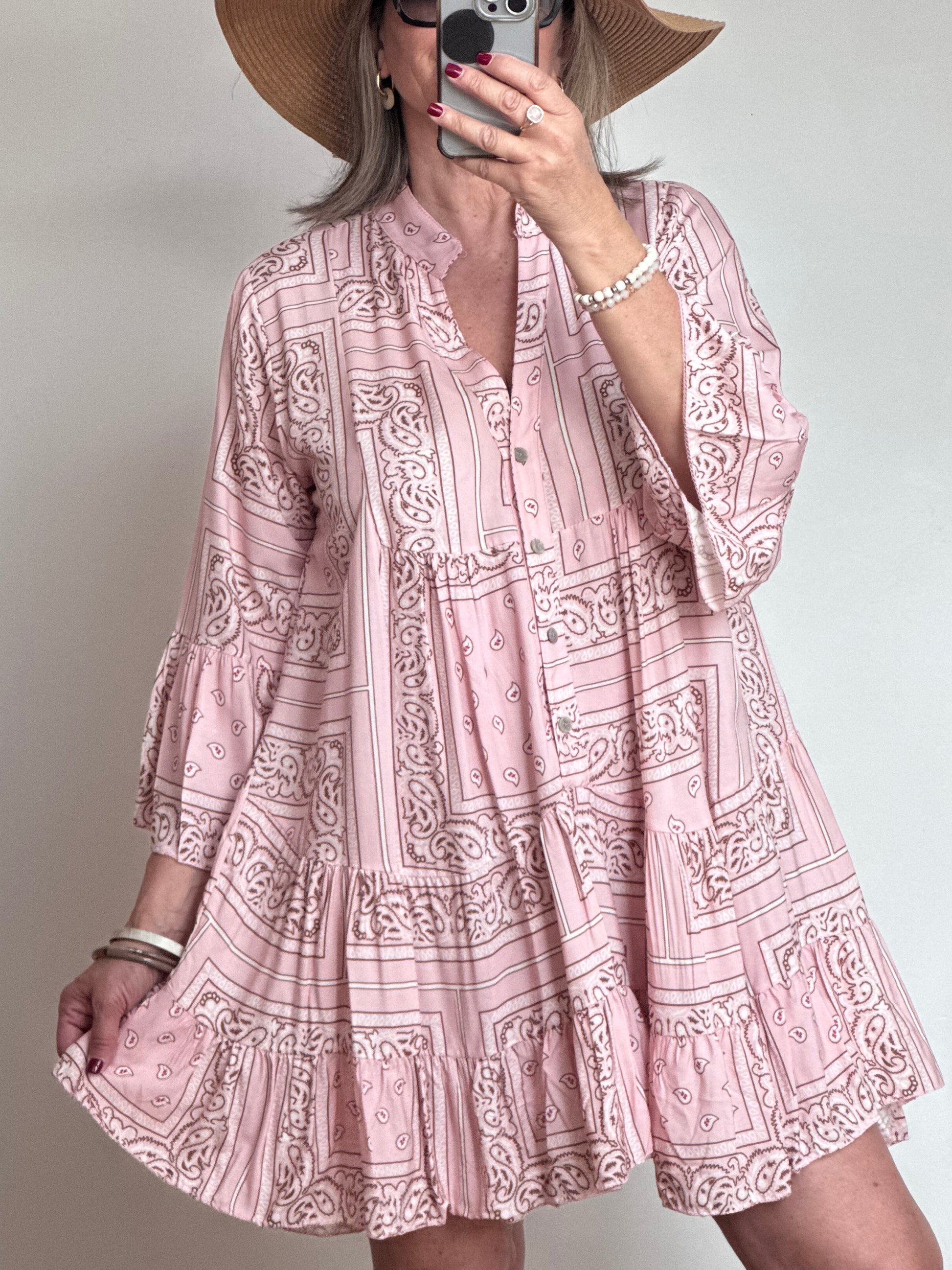 Robe Léa bandana rose