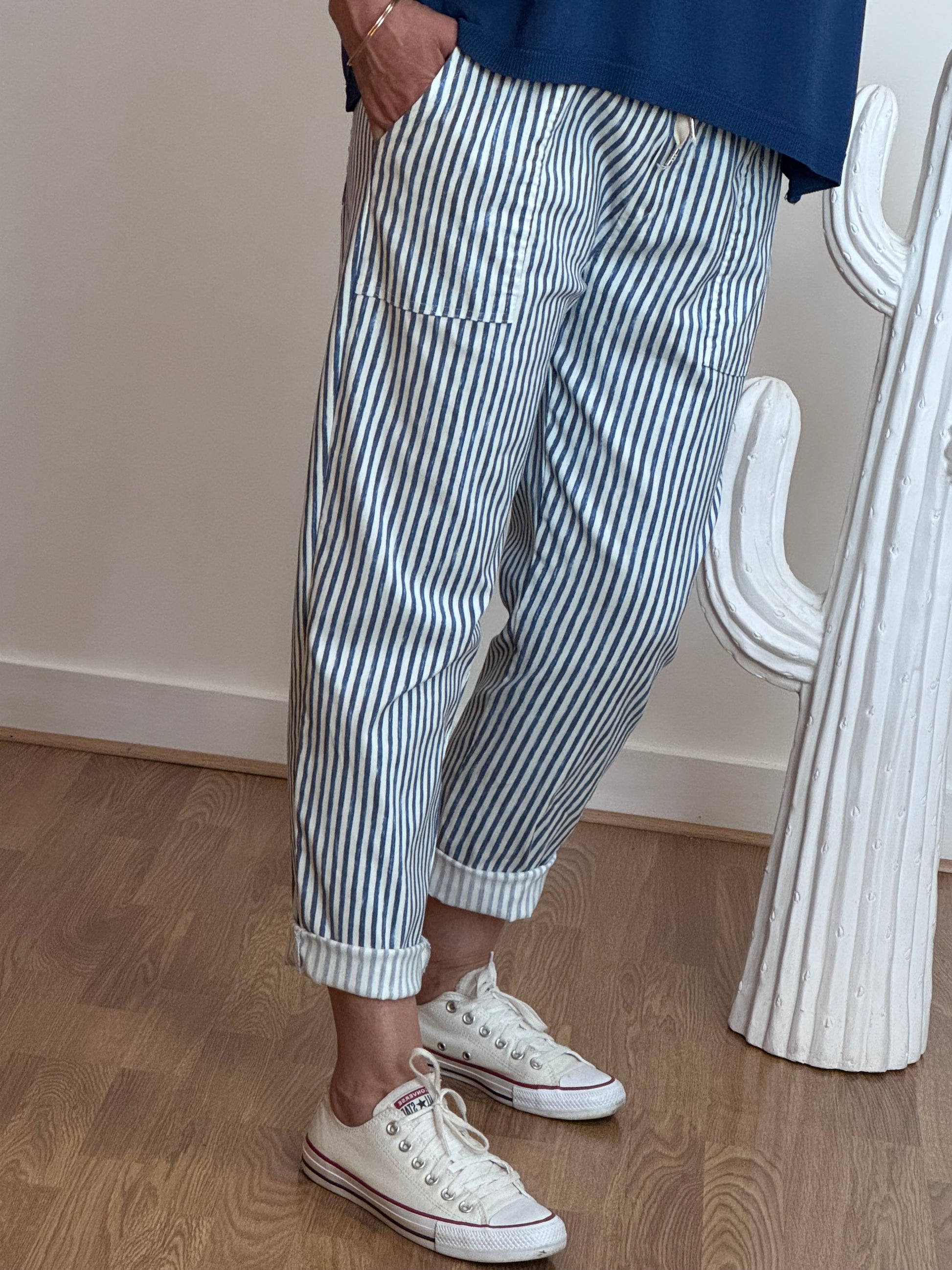 Pantalon confort rayures marine