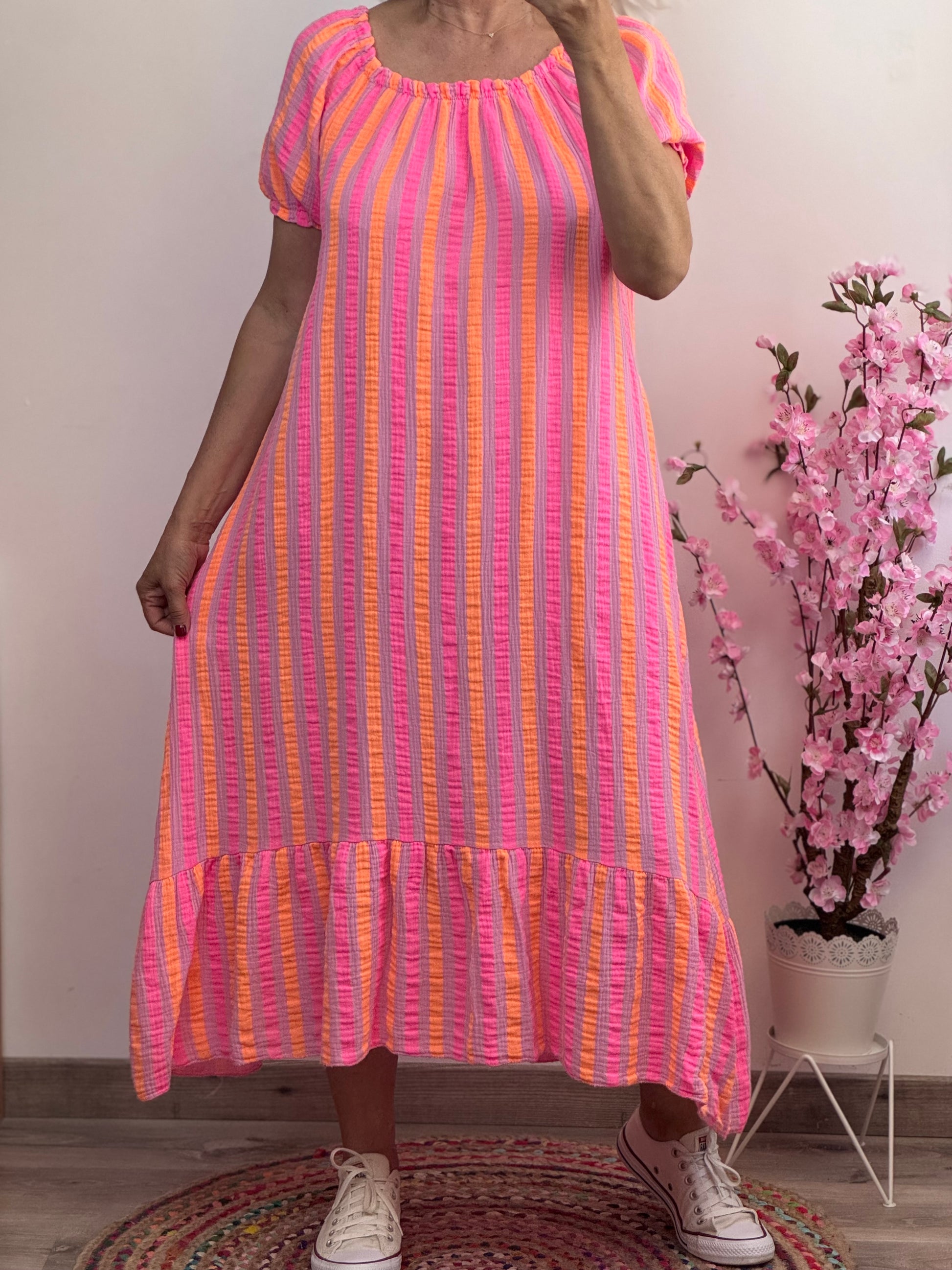 Robe gaz de coton Elsa rose