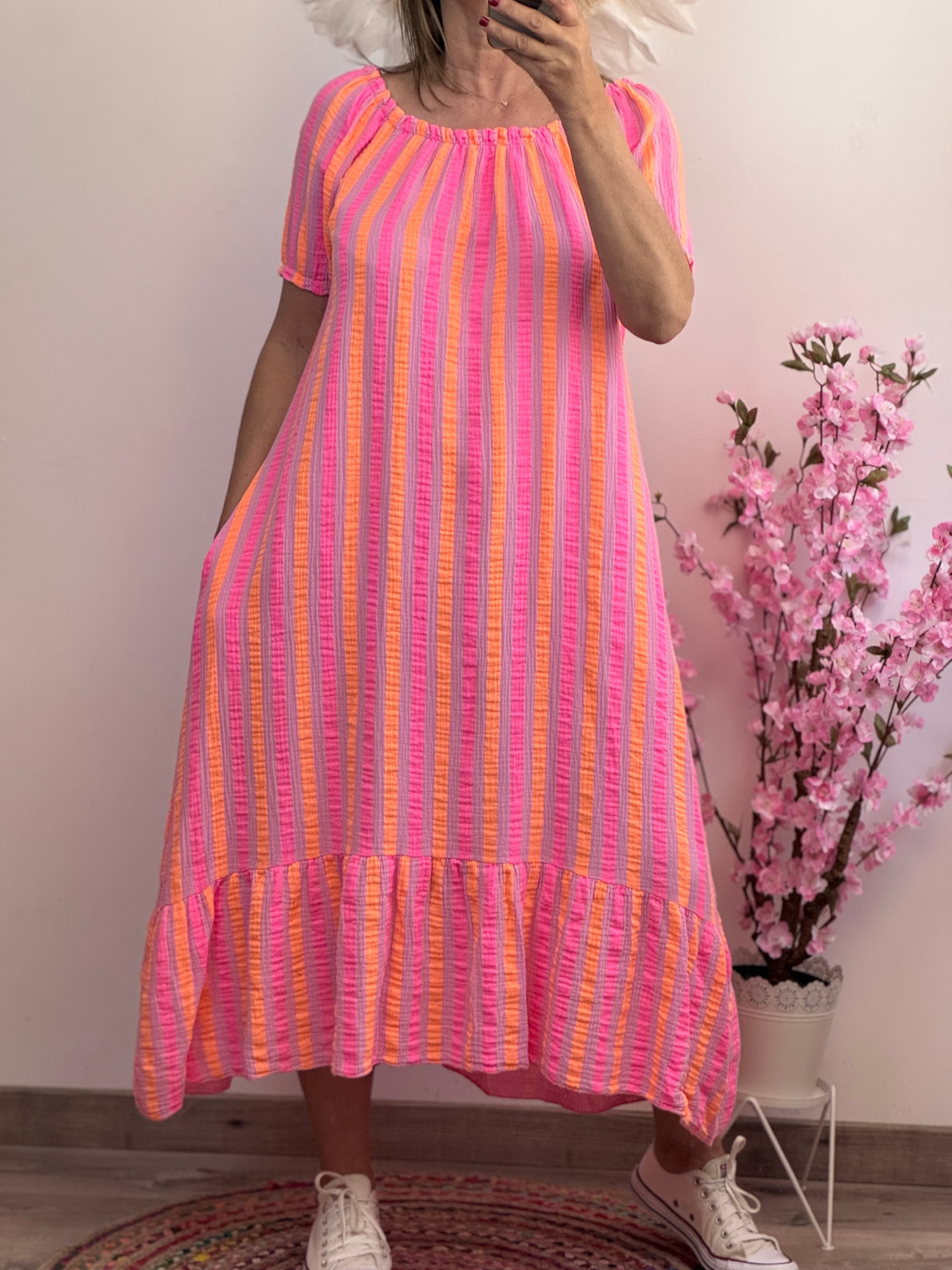 Robe gaz de coton Elsa rose