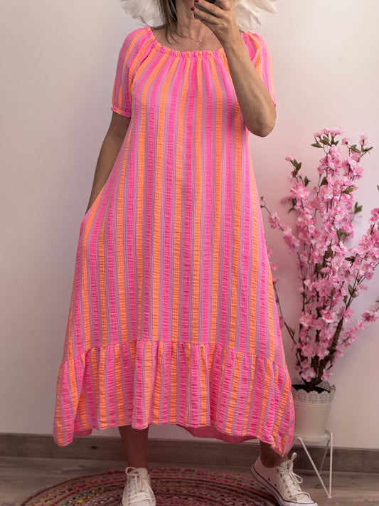 Robe gaz de coton Elsa rose
