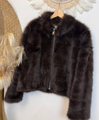 Blouson fausse fourrure marron